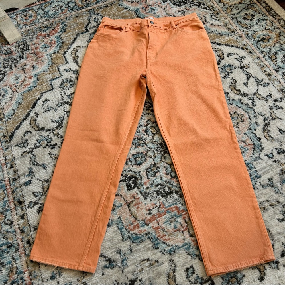 Abercrombie 90’s Straight Ultra High Rise Orange Denim Jeans